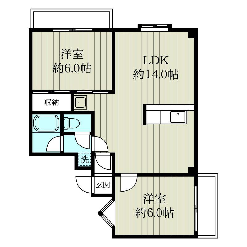 リバティープラザ東大通(2LDK/7階)の間取り写真