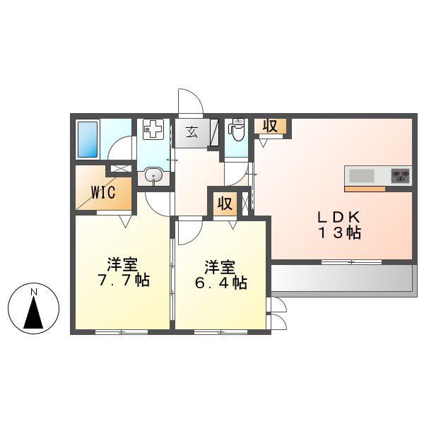 エンクレハ(2LDK/2階)の間取り写真