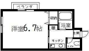 御室ハイツ司室内洗濯機(1K/3階)の間取り写真