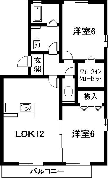 アブニール(2LDK/1階)の間取り写真
