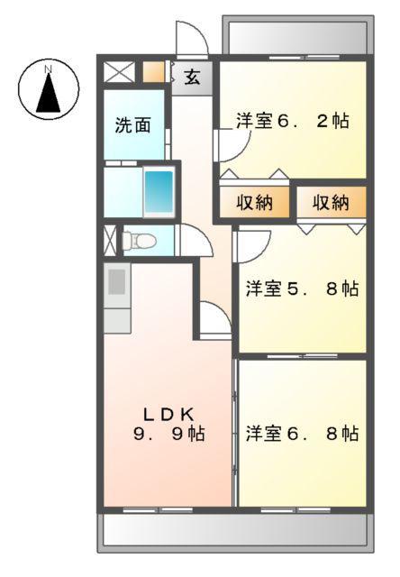 ベルカーサ東山台I(3LDK/3階)の間取り写真