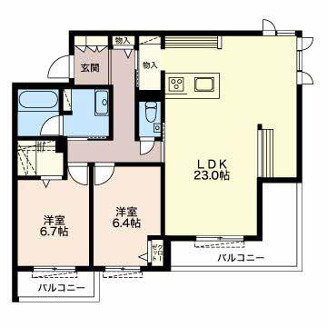 AILE(2LDK/3階)の間取り写真