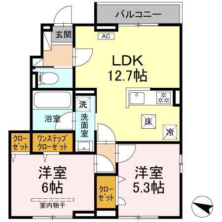 ヒルサイドテラス(2LDK/1階)の間取り写真