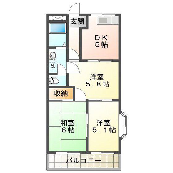 コンフォースHIMAWARI(3DK/2階)の間取り写真