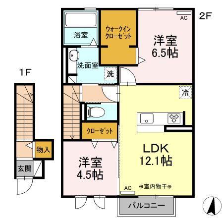 サン プレイス(2LDK/2階)の間取り写真