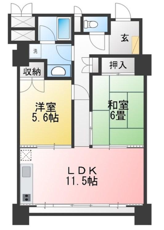 フジタ第六箱根山マンション(2LDK/6階)の間取り写真