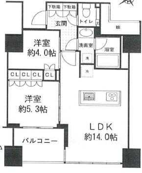 ローレルタワールネ浜松町(2LDK/19階)の間取り写真