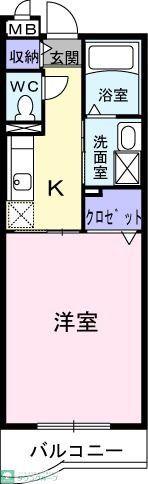 グリシーヌ‐K(1K/3階)の間取り写真