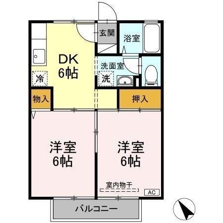 ロイヤルストークB(2DK/2階)の間取り写真