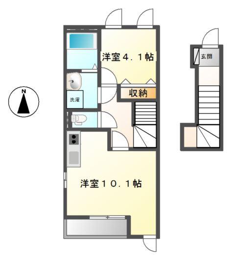 アーバンハウス・TIII(1LDK/2階)の間取り写真