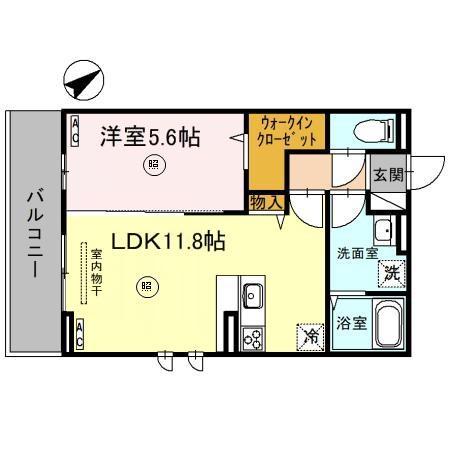 D-PLACE西飾磨 BLOSSOM(1LDK/3階)の間取り写真