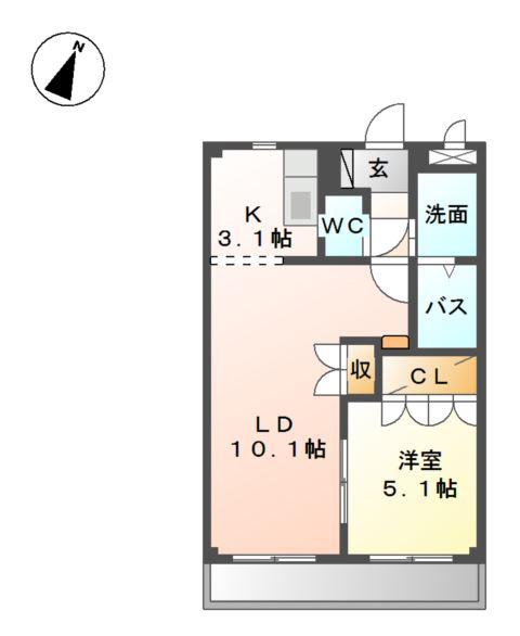 ベリーズガーデン(1LDK/1階)の間取り写真