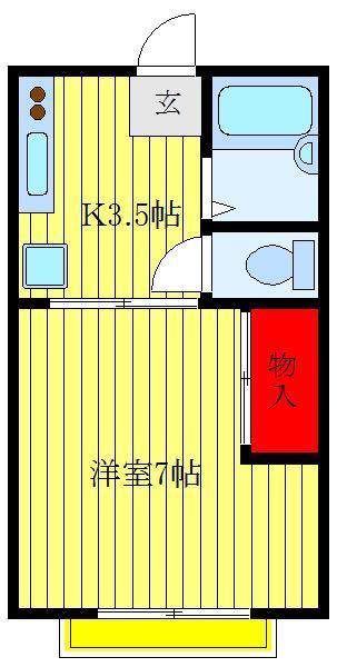 橋爪ハイツ(1K/1階)の間取り写真