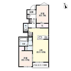 尼崎市西昆陽2丁目集合(2LDK/1階)の間取り写真