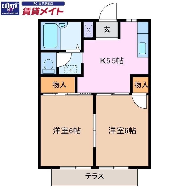 シティハイツ香洋(2K/1階)の間取り写真