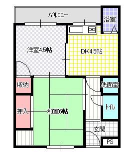 乾マンション(2DK/3階)の間取り写真