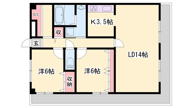 シャルヴィ加古川(4LDK/8階)の間取り写真