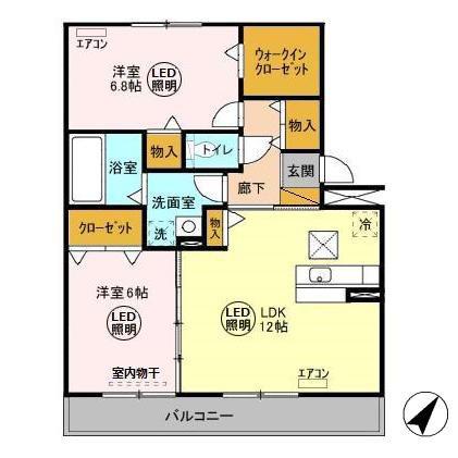 ツインハーモニーB棟(2LDK/1階)の間取り写真
