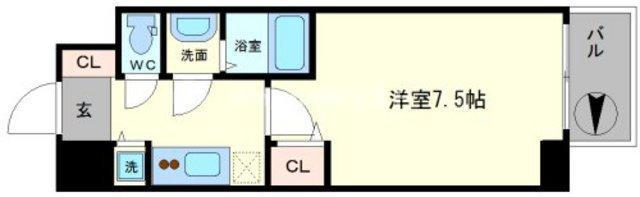 S-RESIDENCE難波BRILLER(1K/6階)の間取り写真