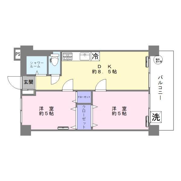 日興パレス羽田(2DK/8階)の間取り写真