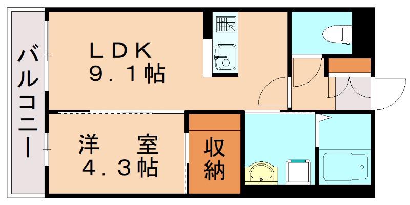 MAST中井(1LDK/3階)の間取り写真