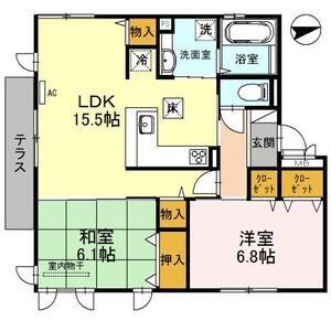PROUDHILLSI(2LDK/1階)の間取り写真