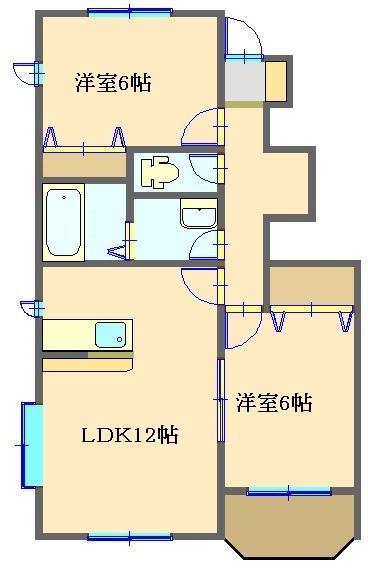 モンテ・レーヴ C棟(2LDK/1階)の間取り写真