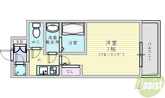 アルティザ淡路駅東(1K/9階)の間取り写真