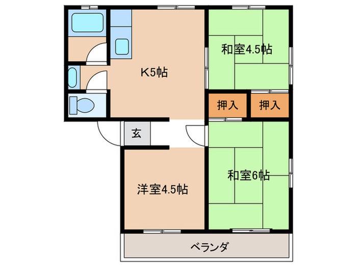 サンヴィラ勝川(3K/3階)の間取り写真