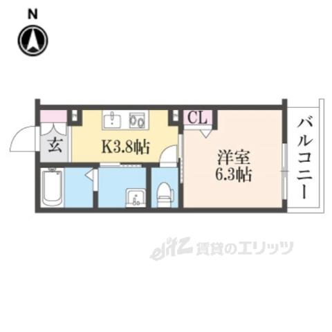 シャーメゾンCH(1K/3階)の間取り写真