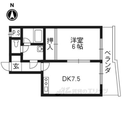 エンブレム城南宮(1DK/3階)の間取り写真
