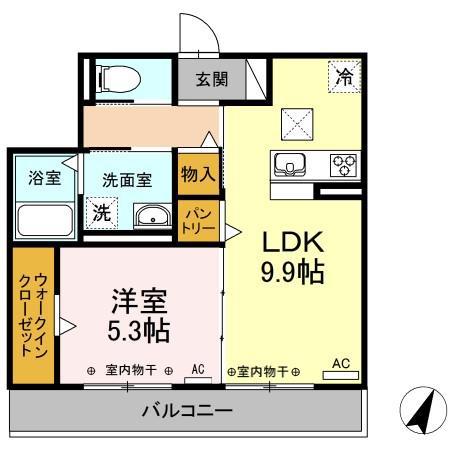 ささら弐番館(1LDK/3階)の間取り写真