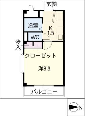 サニーハウス伏見(1K/2階)の間取り写真