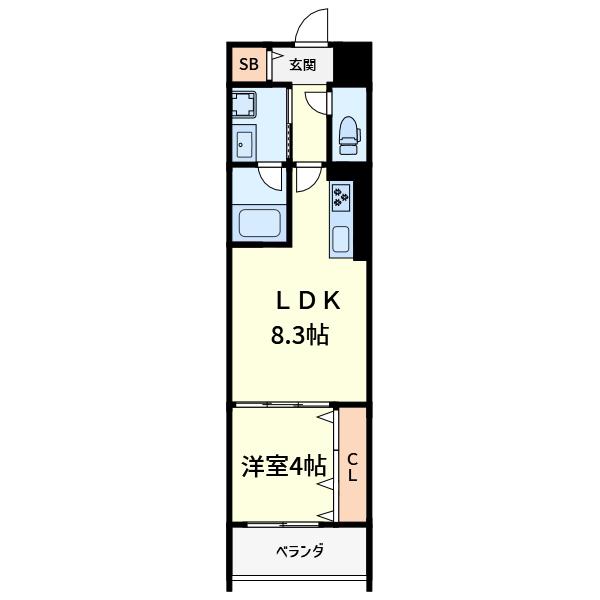 シェルズ高槻(1LDK/2階)の間取り写真
