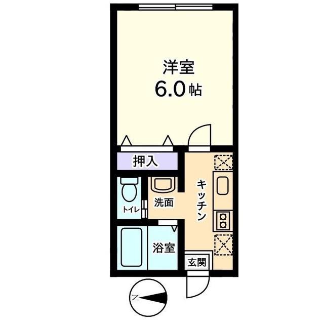 信開セルーラ山代温泉南2(1K/2階)の間取り写真