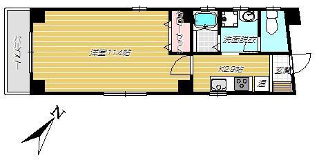 Kマンション(1K/3階)の間取り写真