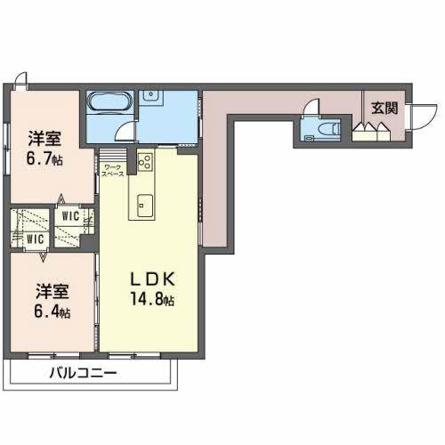 アクイール一社(2LDK/2階)の間取り写真