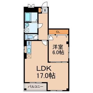 ブルーハーツ院内(1LDK/3階)の間取り写真