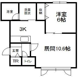 アルファベル A(1LDK/2階)の間取り写真