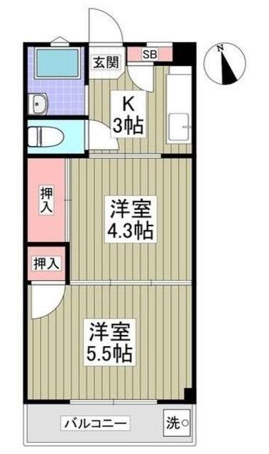 豊島マンション(2K/2階)の間取り写真