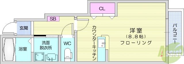 ユイ マール(1K/1階)の間取り写真