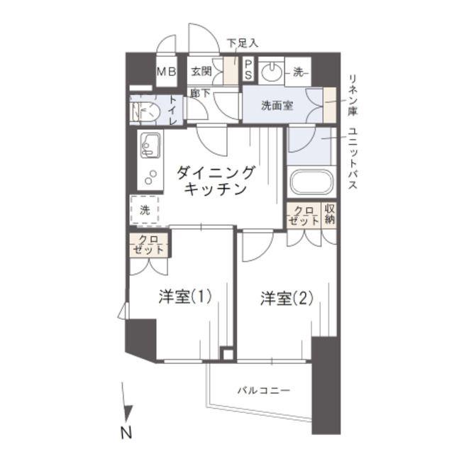 ルーブル中板橋伍番館(2DK/7階)の間取り写真