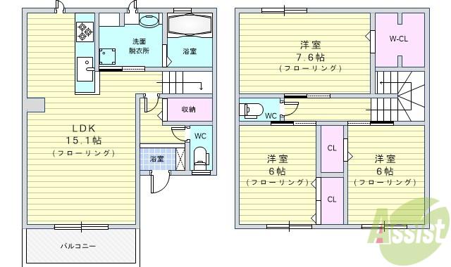 COLLINE ENSOLEILLEE(3LDK/1階)の間取り写真