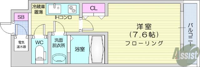 HF一番町レジデンス(1K/8階)の間取り写真