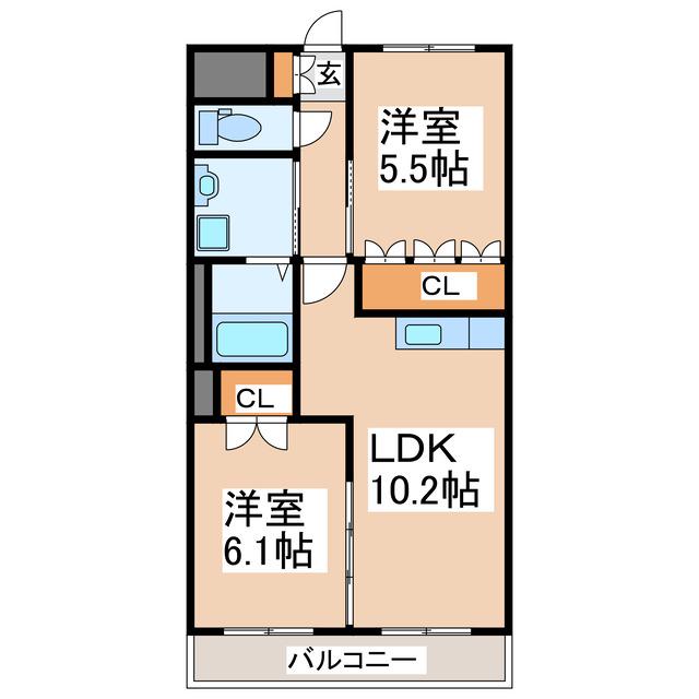 ディアステージシャロン(2LDK/2階)の間取り写真