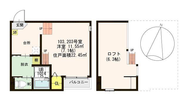 ライトブレス(1K/2階)の間取り写真