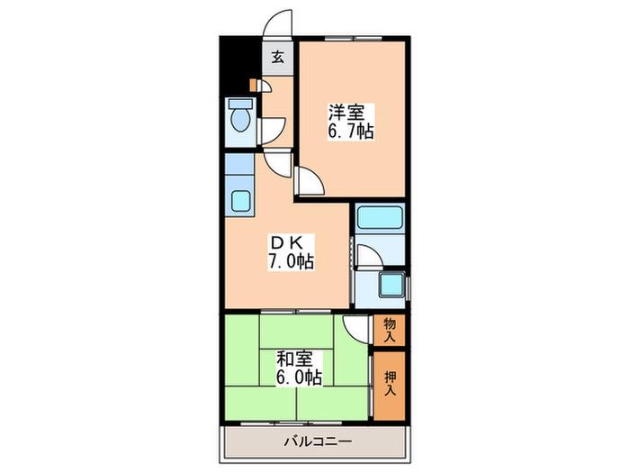 ハイム田中(2DK/2階)の間取り写真