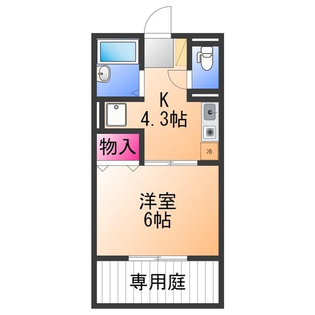 アライブ滝本II(1K/1階)の間取り写真
