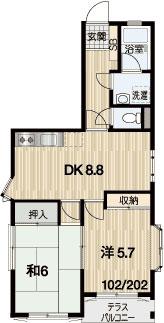 コーポミヤ(2DK/1階)の間取り写真