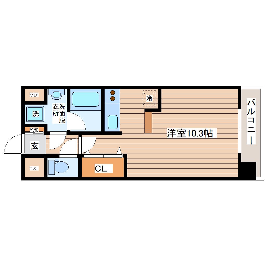 アーバンフラッツ小田原(ワンルーム/4階)の間取り写真